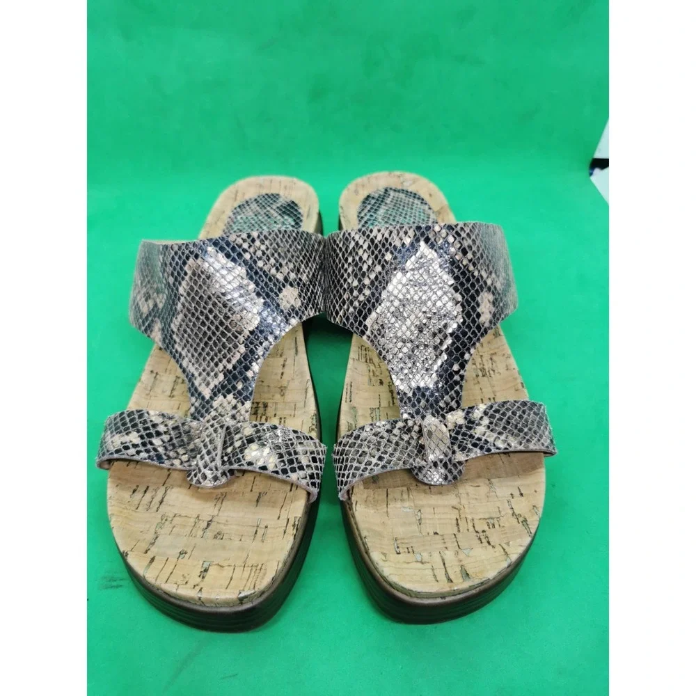 DONALD J PLINER Met Bronze Python FAINA Platform Cork Sandal Size 8.5 M
